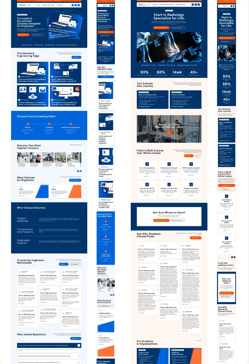 Edcetera website designs on desktop and mobile built with the design system